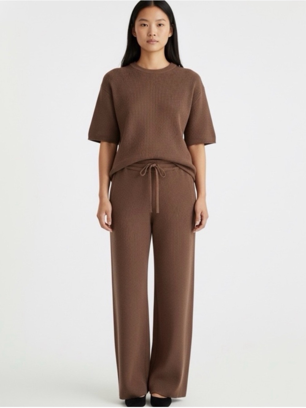 House of Harlow 1960 Wide-Leg Knit Pants in Chocolate Brown
